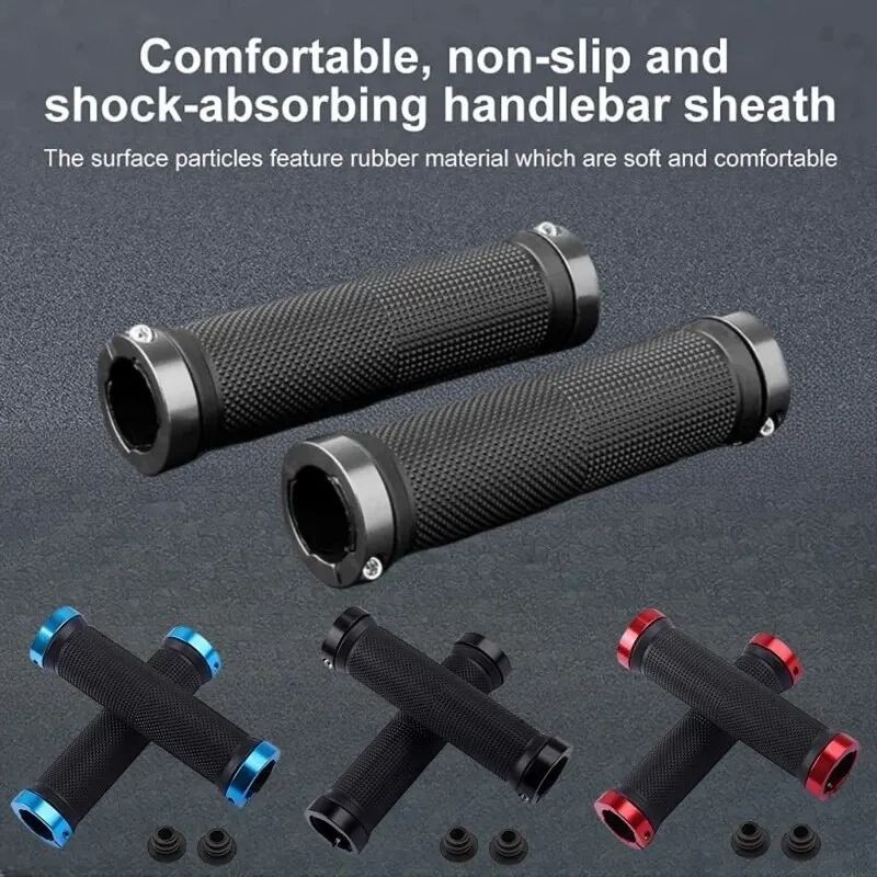 Double Alloy LockOn Bicycle Grips NonSlip Rubber Handlebar Grips For MTB Road Bikes 0