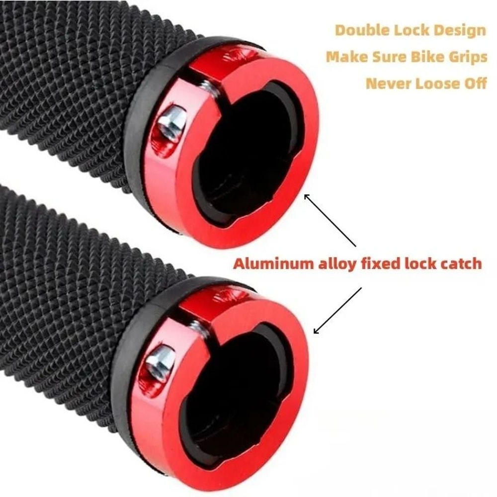 Double Alloy LockOn Bicycle Grips NonSlip Rubber Handlebar Grips For MTB Road Bikes 5