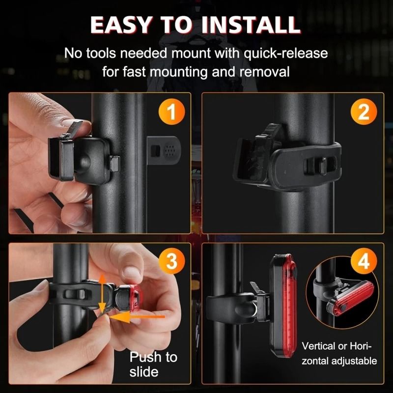 USB Rechargeable LED Bike Tail Light HighIntensity 4Mode Cycling Safety Flashlight For Road MTB 5