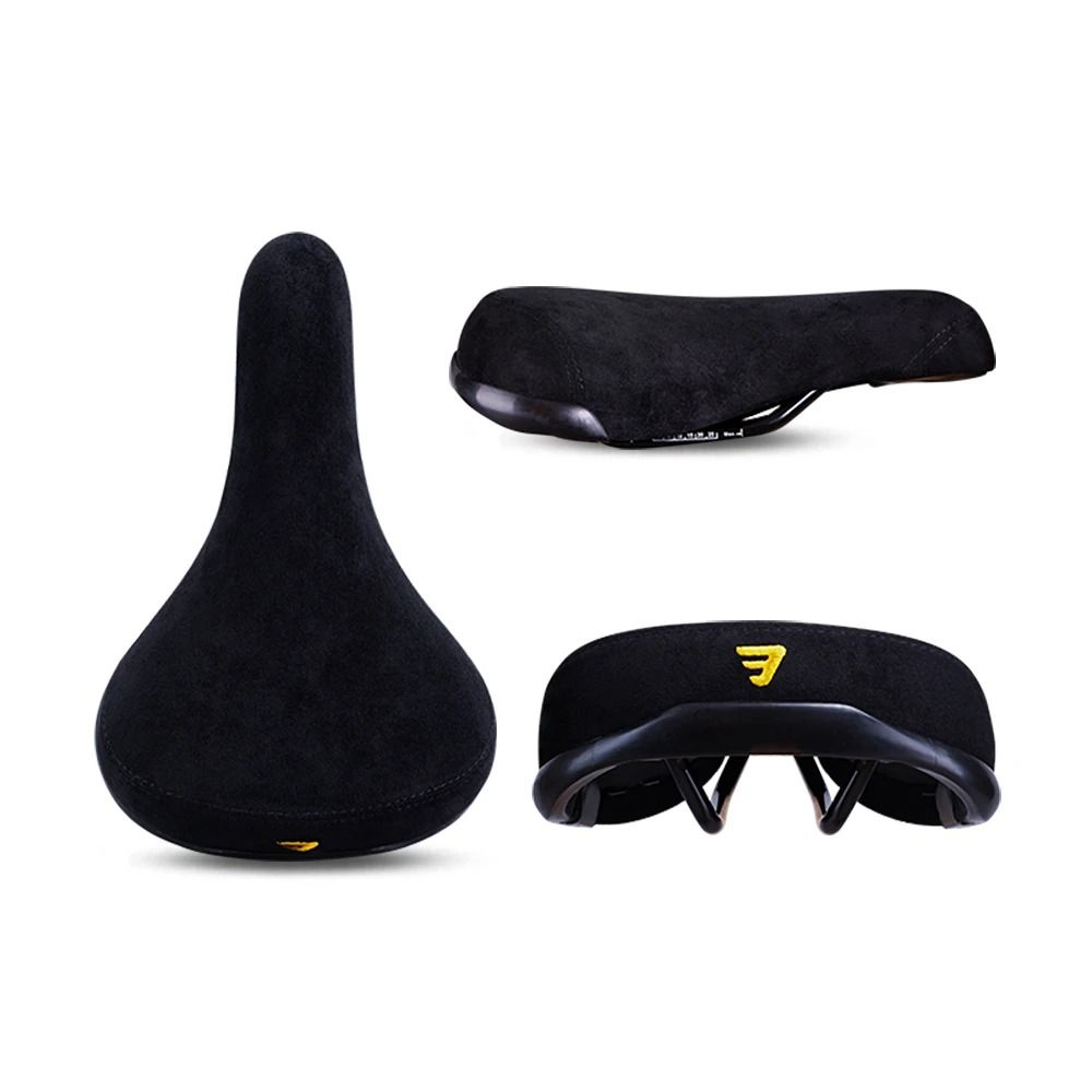 Funsea Professional Wheelie Bicycle Saddle Black Flannelette Embroidery Seat With 8mm HighStrength 0