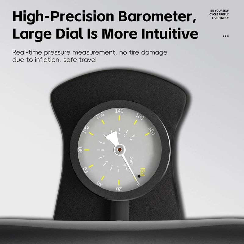 WEST BIKING HighPressure Floor Pump 160PSI Portable Stainless Steel Inflator With Precision Gauge 3