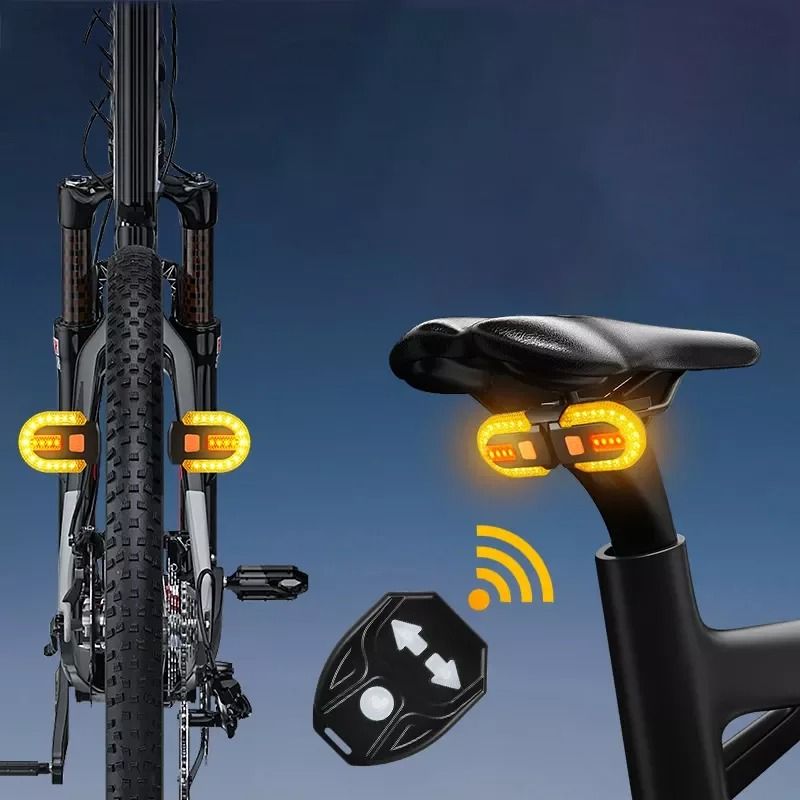 Wireless Bike Turn Signal Rear Light HighIntensity LED USB Rechargeable Tail Light For MTB Road 4