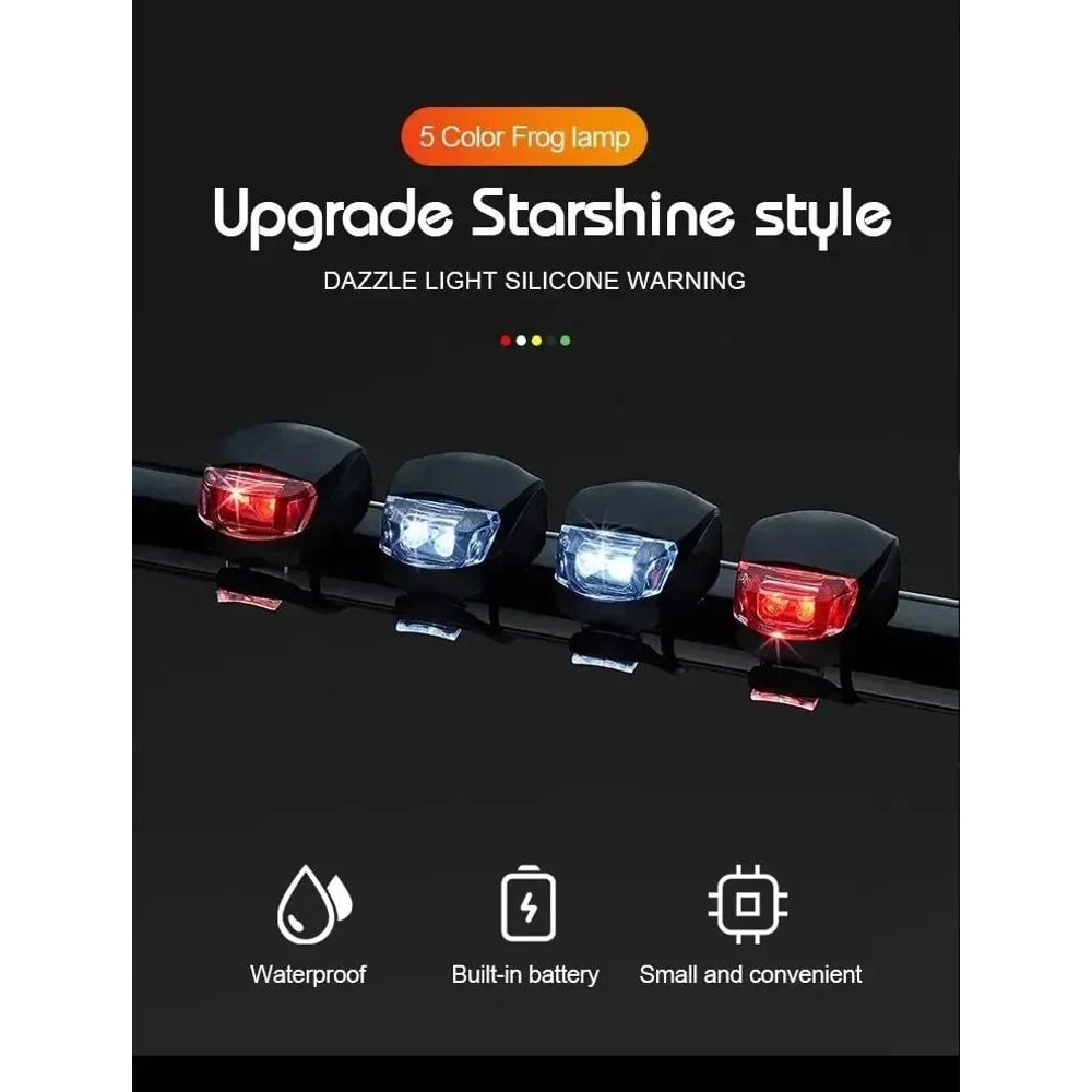 Waterproof Silicone Bicycle Light Set HighVisibility Front Headlamp Rear Safety Taillight 3