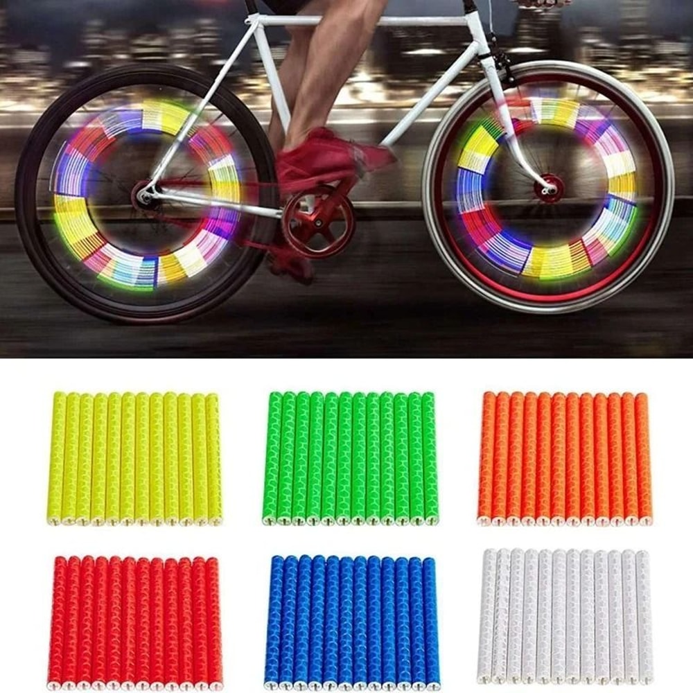 12Piece Bicycle Spoke Reflective Strips HighVisibility DIY Safety Reflector Kit For MTB Road Whee 4