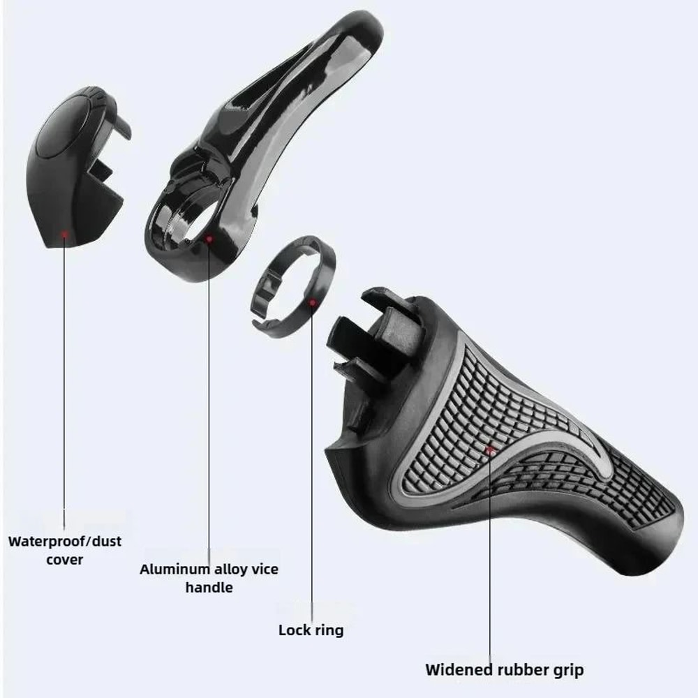 Ergonomic ShockAbsorbing Mountain Bike Grips AntiSlip Rubber Horn Grips With Bilateral Locking Sys 3