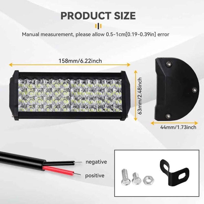 120W HighIntensity LED Light Bar 6000LM Spot Flood Beam Work Light For Offroad Marine Industrial 1
