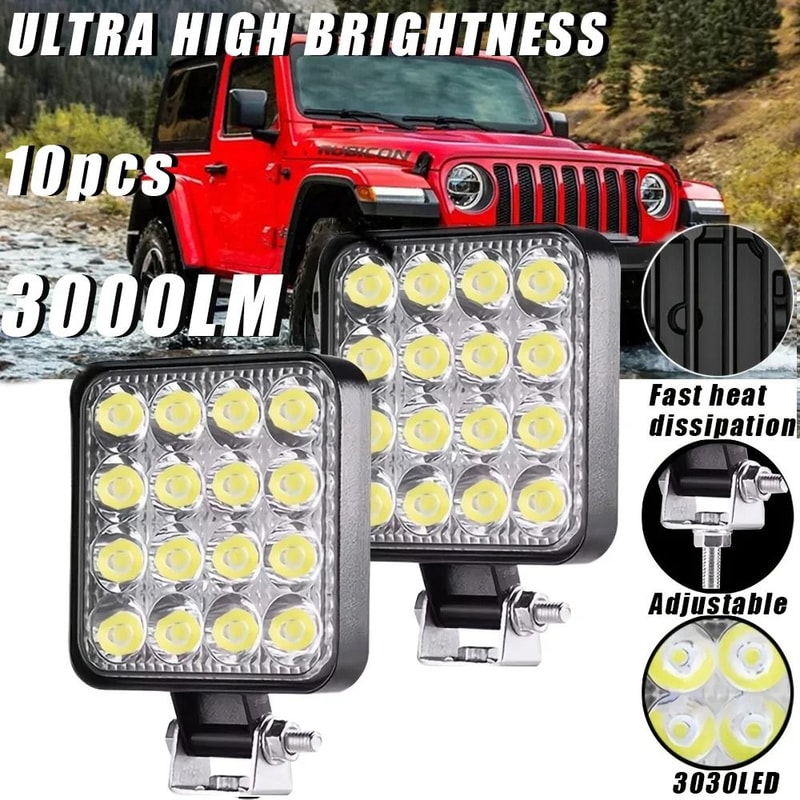 48W HighIntensity Mini LED Work Light IP65 Waterproof Spotlight For OffRoad Jeep Truck 0