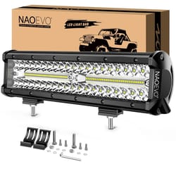 naoevo 12-inch high-intensity offroad spotlight | heavy-duty led work light bar for trucks, tractors & marine