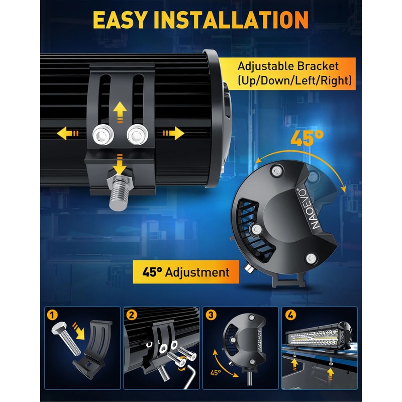 NAOEVO 12Inch HighIntensity Offroad Spotlight HeavyDuty LED Work Light Bar For Trucks Tractors Ma 3