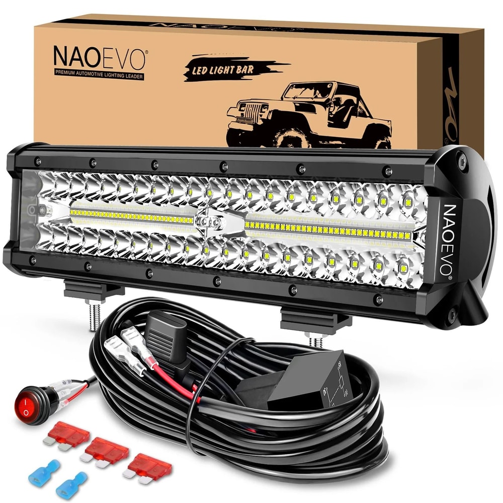 NAOEVO 12Inch HighIntensity Offroad Spotlight HeavyDuty LED Work Light Bar For Trucks Tractors Ma 6