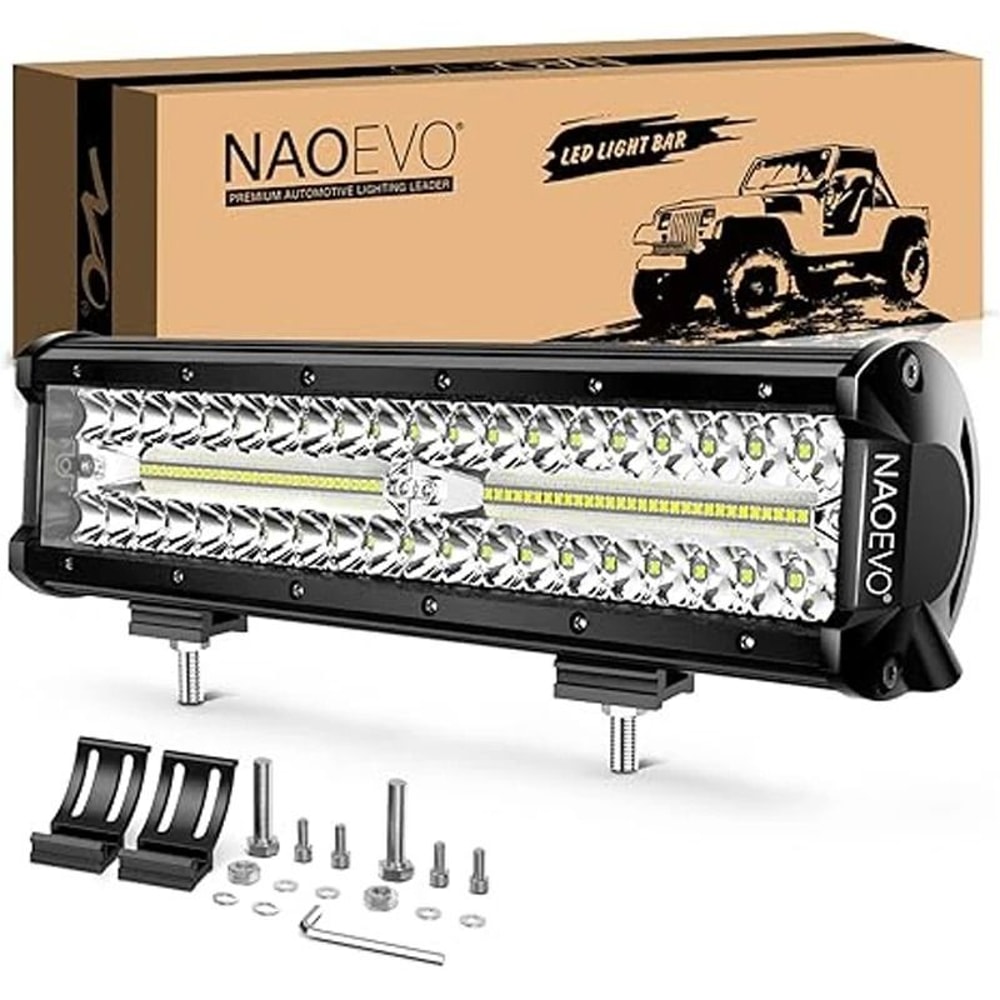 NAOEVO 12Inch HighIntensity Offroad Spotlight HeavyDuty LED Work Light Bar For Trucks Tractors Ma 7