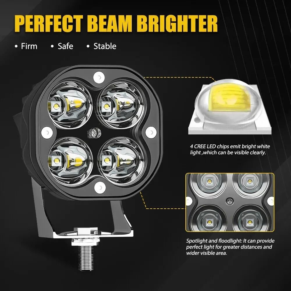 3Inch Mini LED HighIntensity Work Light Square 40W Yellow White Spotlight For 4x4 Offroad Motorc 1