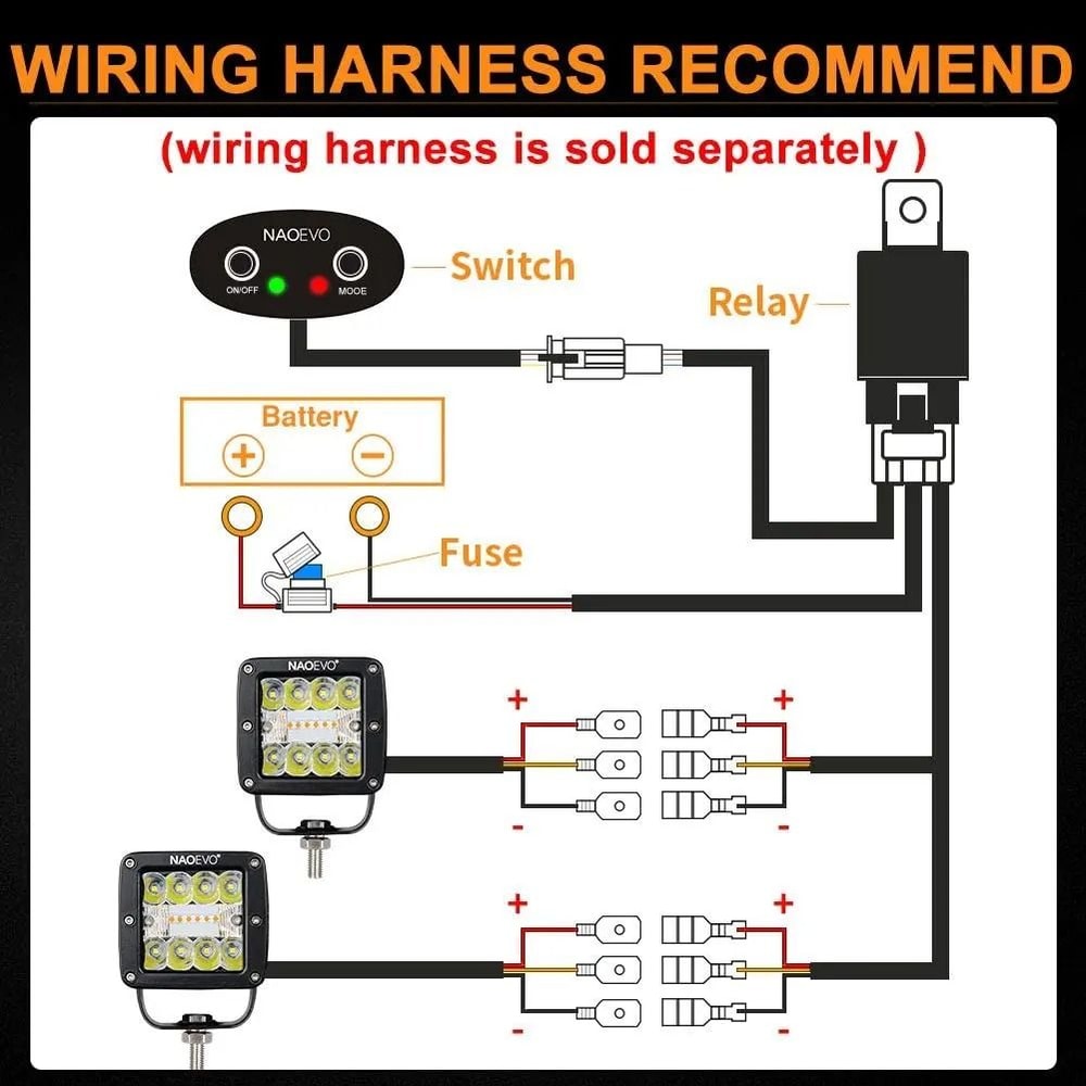 NAOEVO 120W HighIntensity LED Pods 6Mode Dual Color DRL Fog Lamp For 4x4 Trucks Motorcycles 5