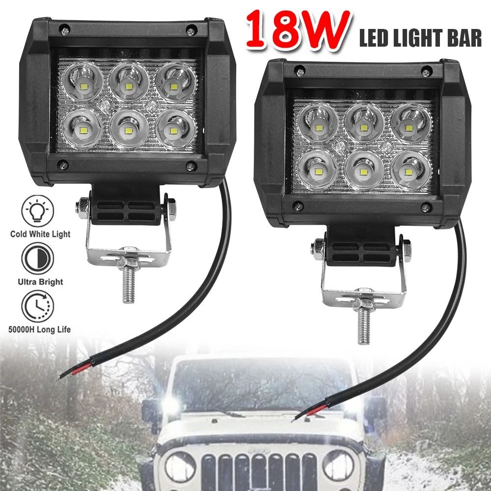 18W HighIntensity LED Work Light 4Inch Waterproof Spot Flood Beam For Motorcycles OffRoad Marine 2