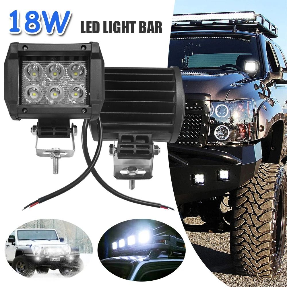 18W HighIntensity LED Work Light 4Inch Waterproof Spot Flood Beam For Motorcycles OffRoad Marine 3