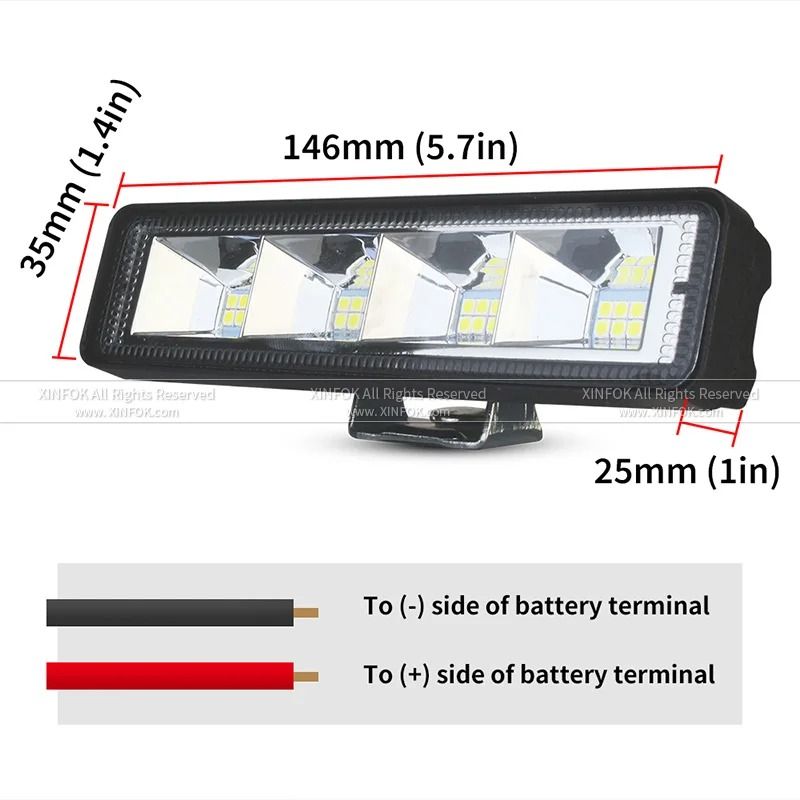 72W HighIntensity LED Work Light Bar 24LED Combo Beam For Offroad Marine Industrial Utility 1