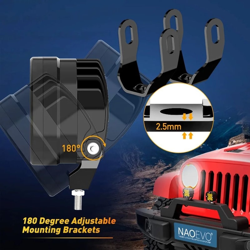NAOEVO 3Inch HighIntensity LED Work Light DualColor 6000K3000K Spotlight For Offroad Jeep Motorcy 4