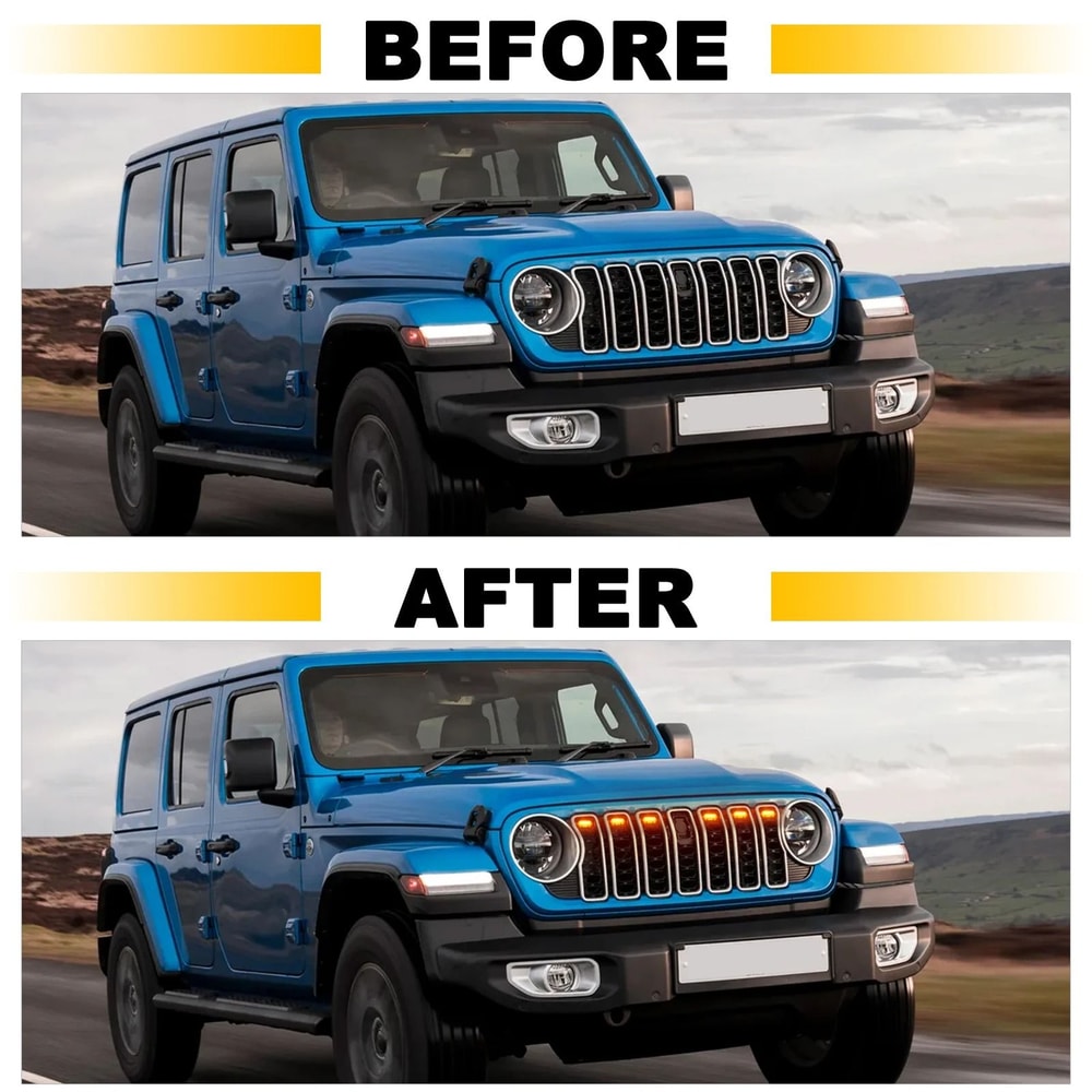 Front Grill LED Lighting Kit Fit For Jeep Wrangler JL JLU 20242026 Waterproof IP67 Grille Access 1