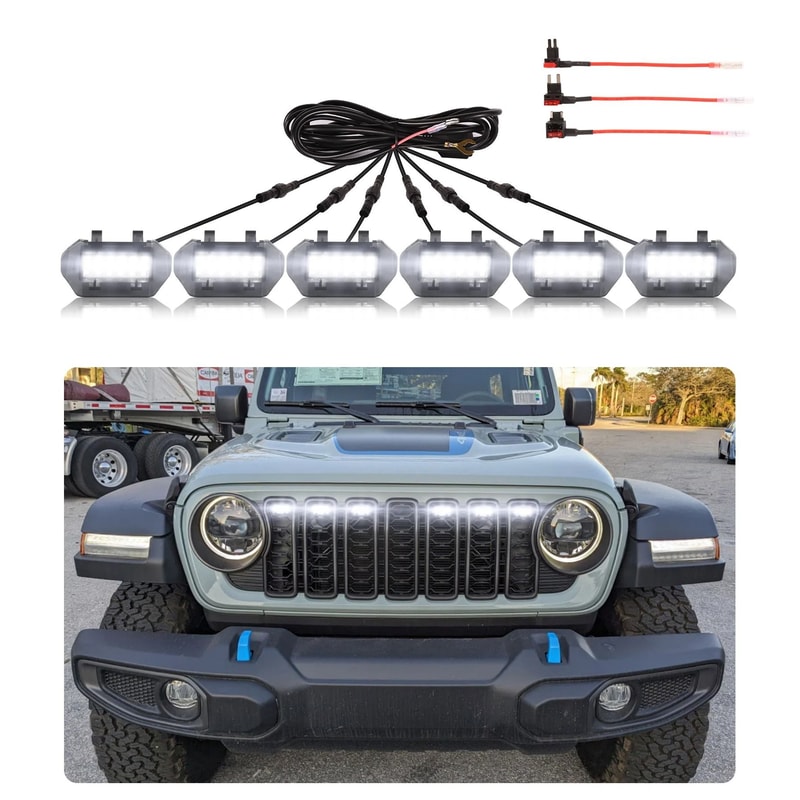Front Grill LED Lighting Kit Fit For Jeep Wrangler JL JLU 20242026 Waterproof IP67 Grille Access 5