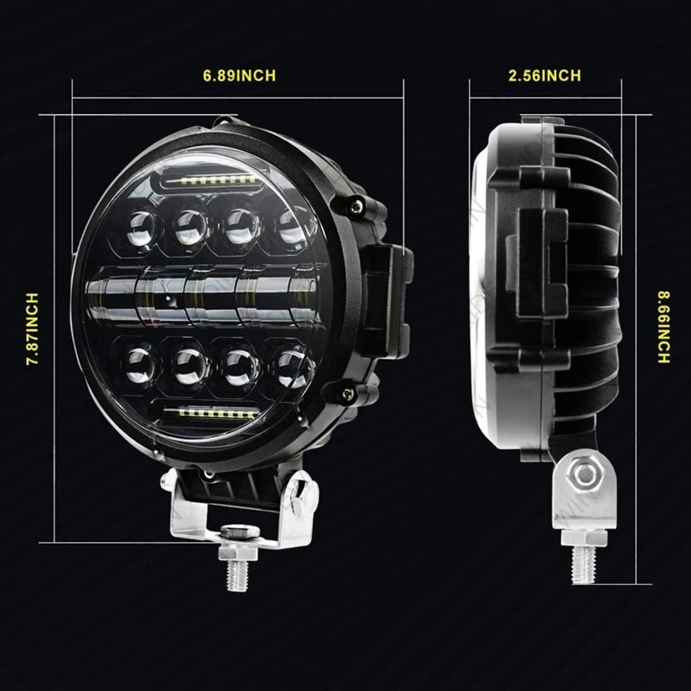 7Inch 100W HighIntensity LED Work Light 10000LM Round Offroad Spotlight With White DRL For SUV Tr 1