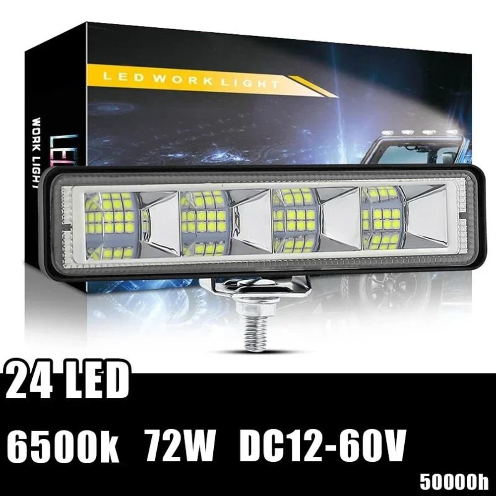 72W HighIntensity LED Auxiliary Work Light 24LED Strip For Motorcycles Dirt Bikes 4x4 OffRoad 2