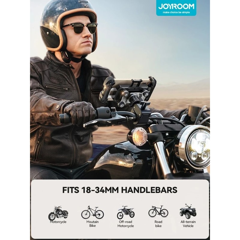 Joyroom HighIntensity Motorcycle Phone Mount AntiVibration Handlebar Holder For 477in IPhone Andr 5