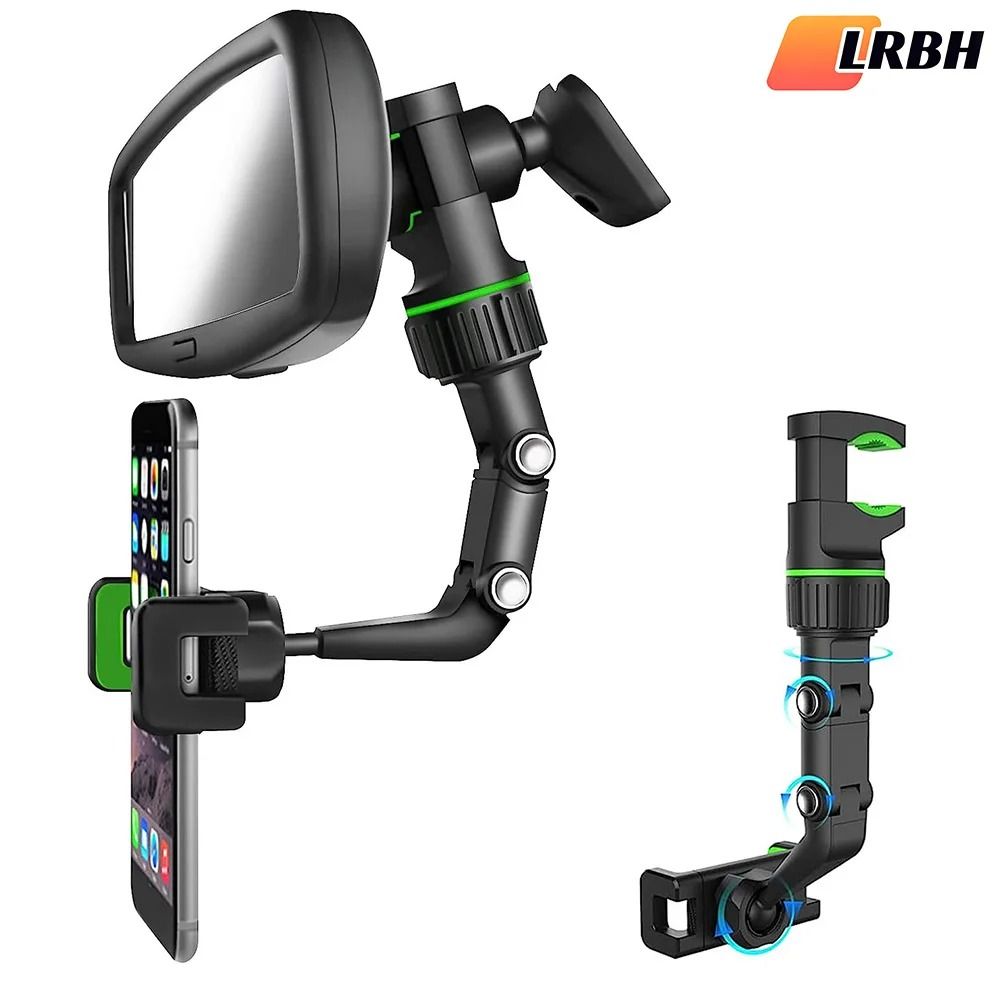 360 Rotatable Rearview Mirror Phone Holder Retractable Multifunctional Car Mount For All Vehicles 0