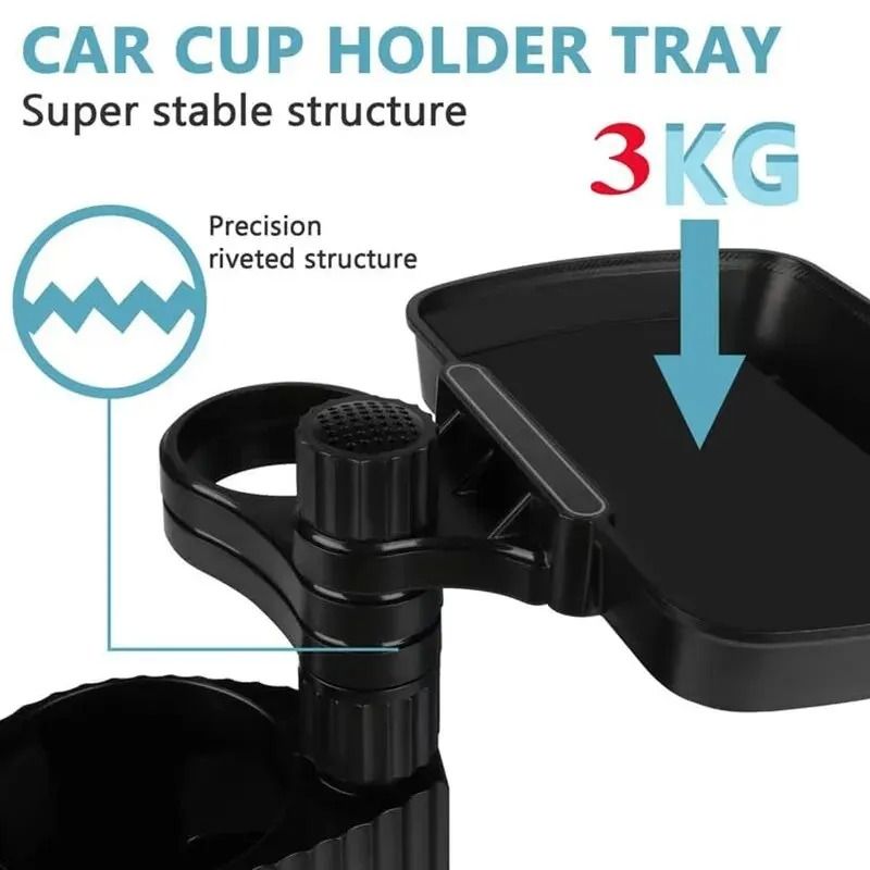 Multifunction Car Cup Holder Expander Tray Detachable Food Tray Organizer Table For Automotive In 3