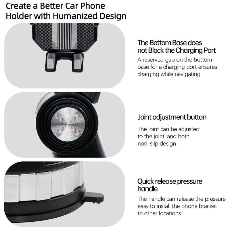 360 Rotation Universal HighIntensity Car Mount Mechanical Joint Suction Holder For Windshield Das 4