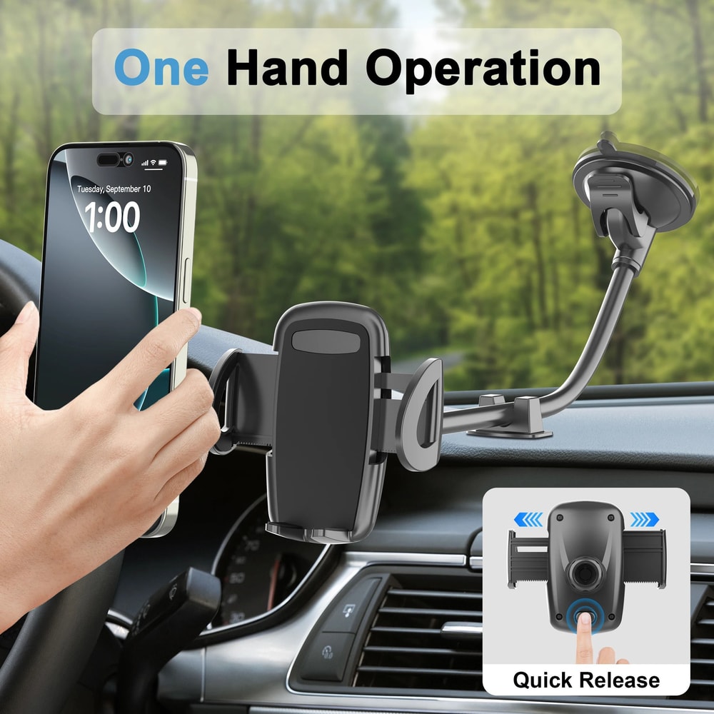 Solid Gooseneck Car Truck Phone Mount 118Inch Long Arm AntiShake Holder For All Smartphones 1