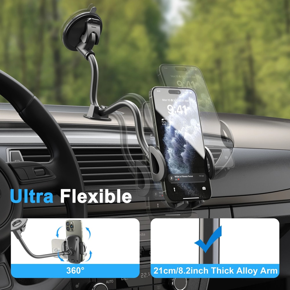 Solid Gooseneck Car Truck Phone Mount 118Inch Long Arm AntiShake Holder For All Smartphones 2