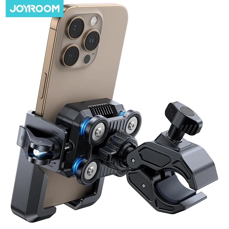 Joyroom HighIntensity Motorcycle Phone Mount Dual Vibration Dampener Universal Handlebar Clamp 0