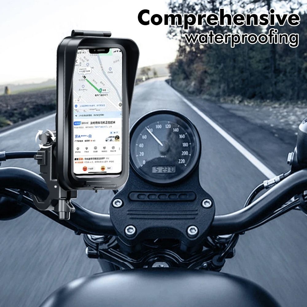 Waterproof AntiFog Motorcycle Bicycle Phone Holder 360 Rotating Universal GPS Support 4