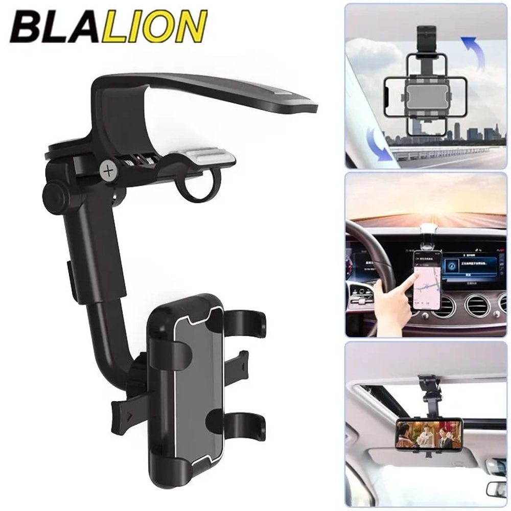 BLALION Universal HighIntensity Car Phone Holder 360 Rotating Retractable Dashboard Clip Mount 0