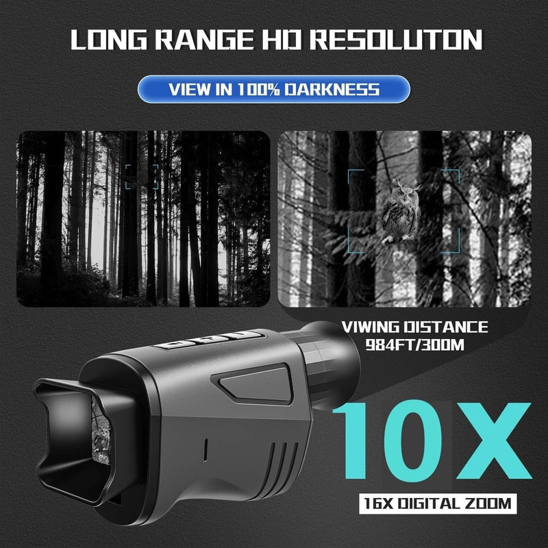 1080P HD Monocular Night Vision Device Infrared Camera With 10X Digital Zoom 1000M Range 2