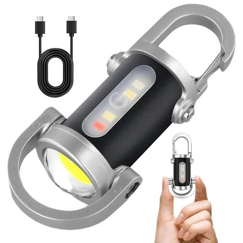 Powerful Mini COB LED Keychain Flashlight USB Rechargeable Waterproof Work Light Camping Pocket L 0