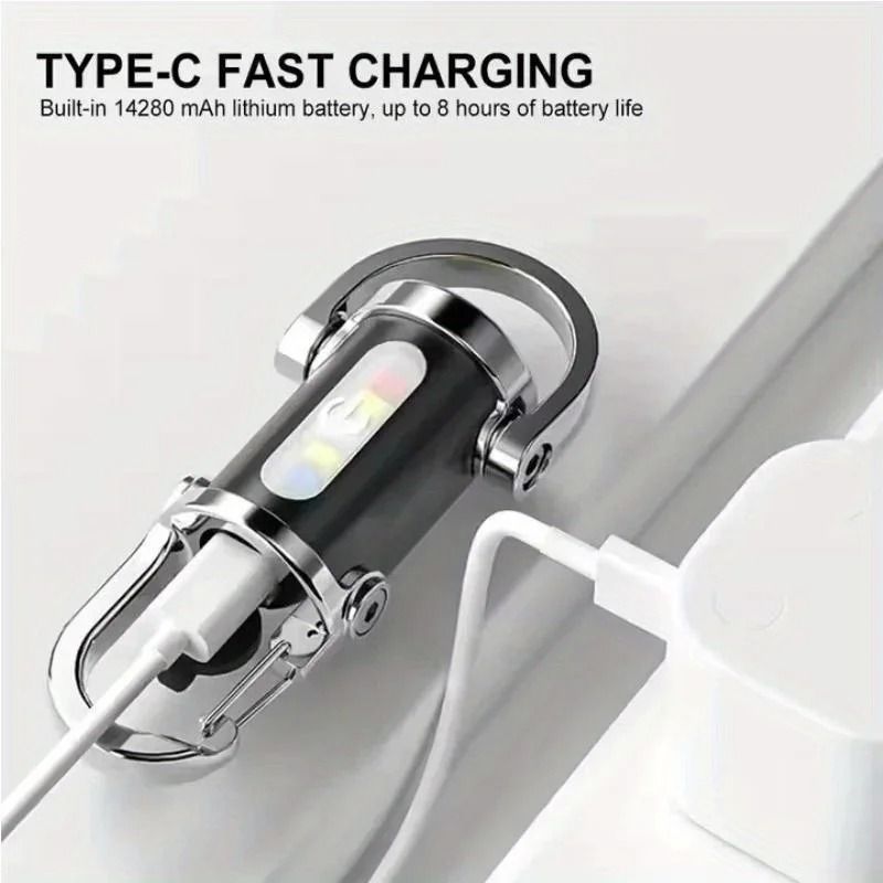 Powerful Mini COB LED Keychain Flashlight USB Rechargeable Waterproof Work Light Camping Pocket L 1