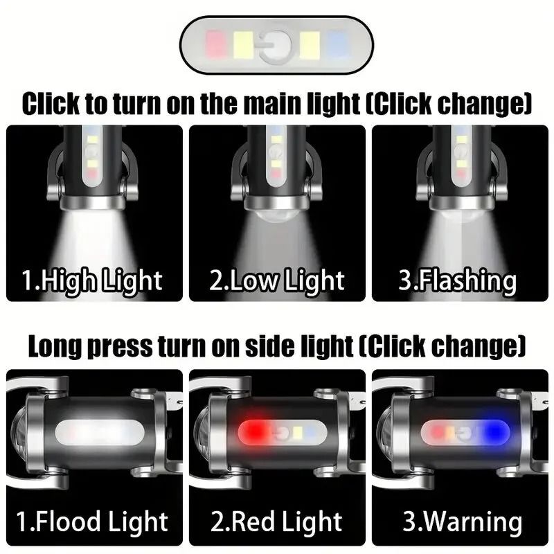 Powerful Mini COB LED Keychain Flashlight USB Rechargeable Waterproof Work Light Camping Pocket L 4