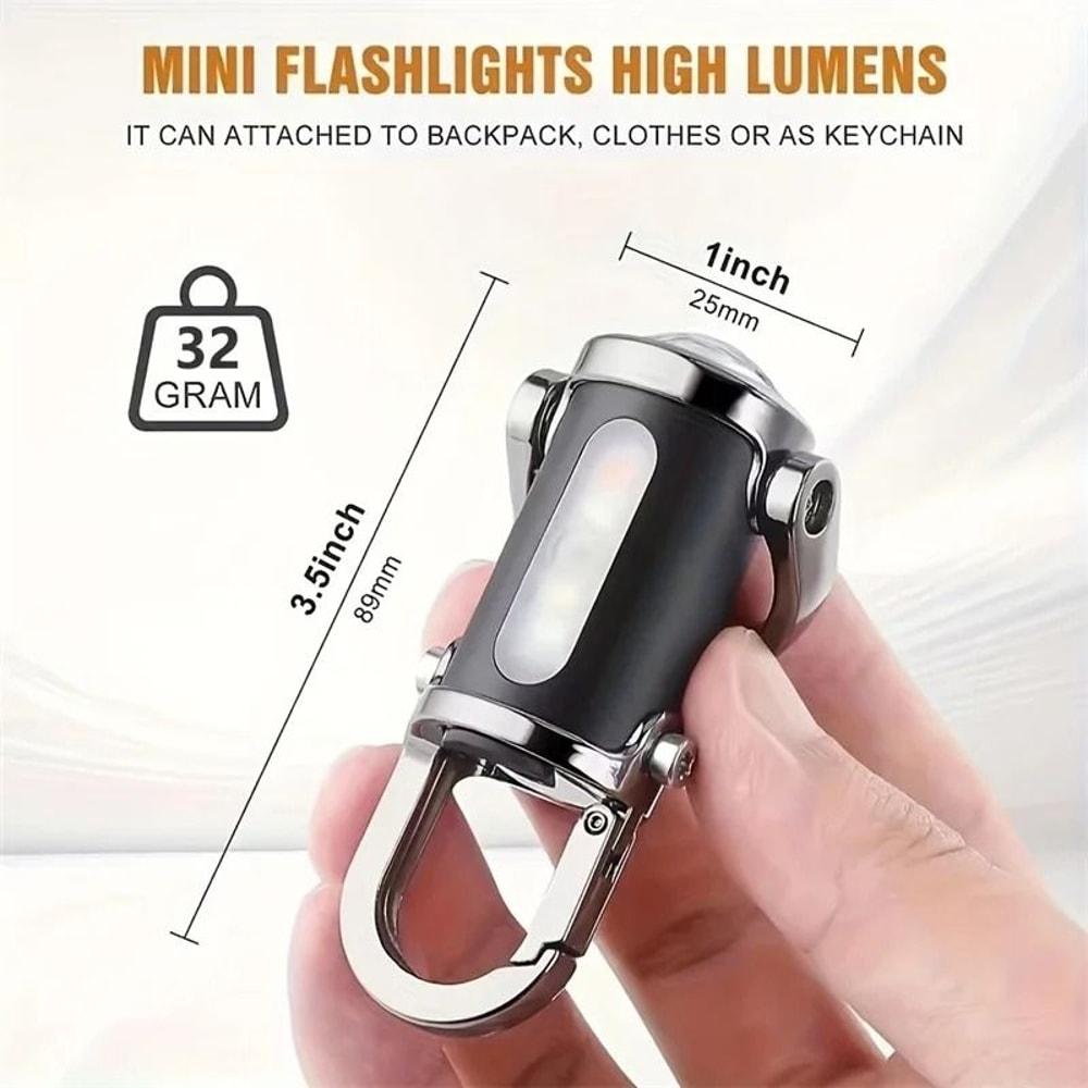 Powerful Mini COB LED Keychain Flashlight USB Rechargeable Waterproof Work Light Camping Pocket L 5