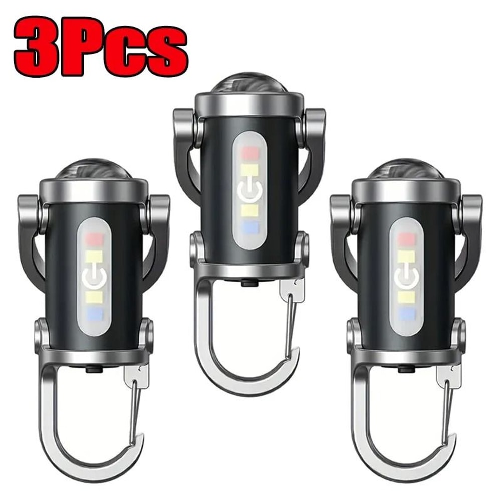 Powerful Mini COB LED Keychain Flashlight USB Rechargeable Waterproof Work Light Camping Pocket L 6