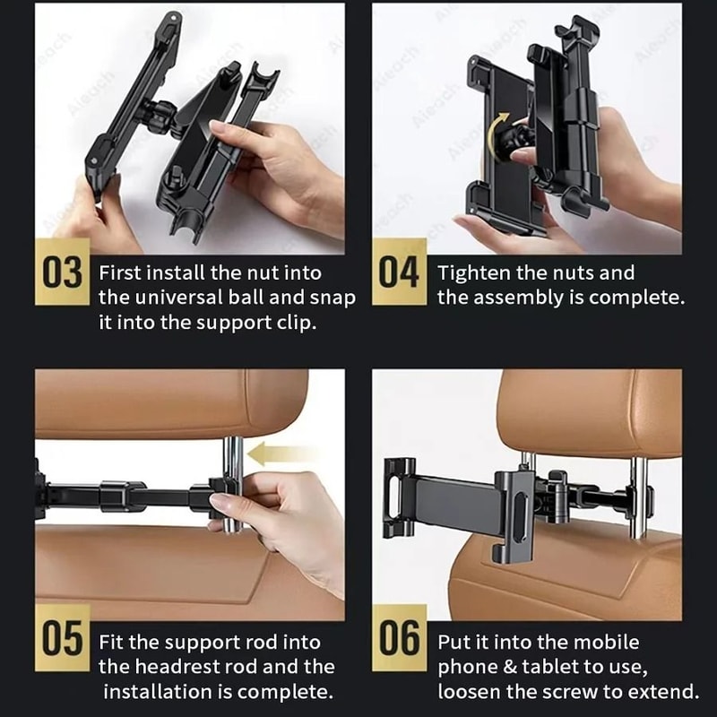 Telescopic Car Headrest Tablet Holder 360 Rotating Rear Seat Mount For 411 Inch Devices 5