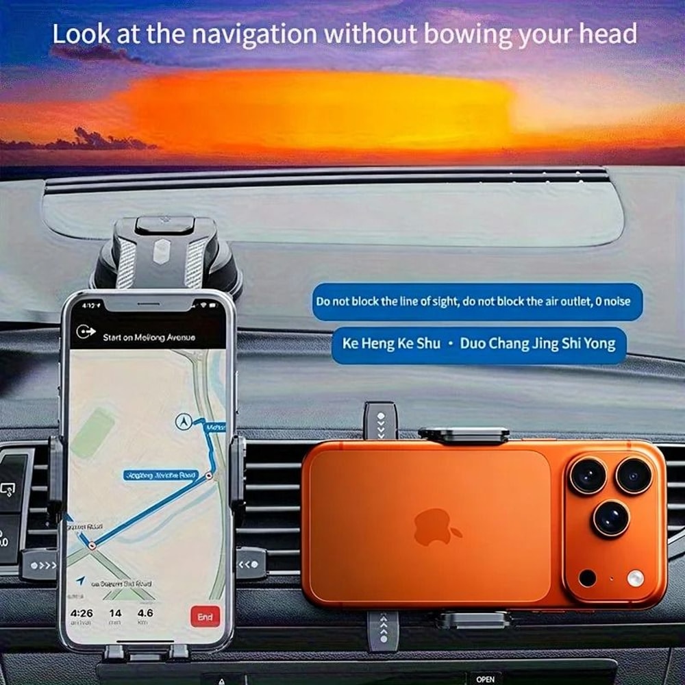 Nano Flexible Silicone Car Phone Holder 360 Rotation Unobstructed Screen View For IPhone 17 Serie 1