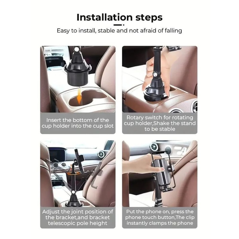 Universal Car Cup Holder Phone Mount Adjustable Gooseneck HighStability Stand For IPhone Android 2