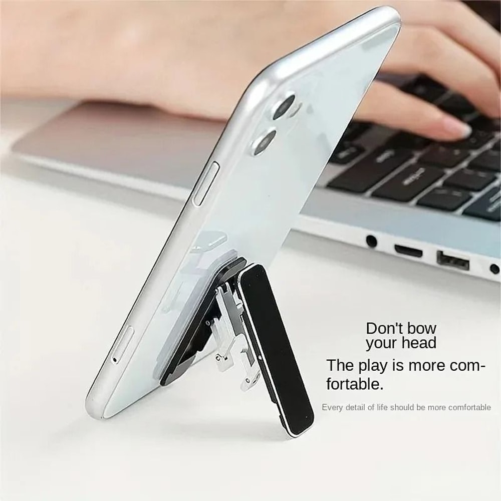 Mini Invisible Adhesive Phone Kickstand UltraSlim Foldable Metal Bracket Portable Smartphone Supp 0
