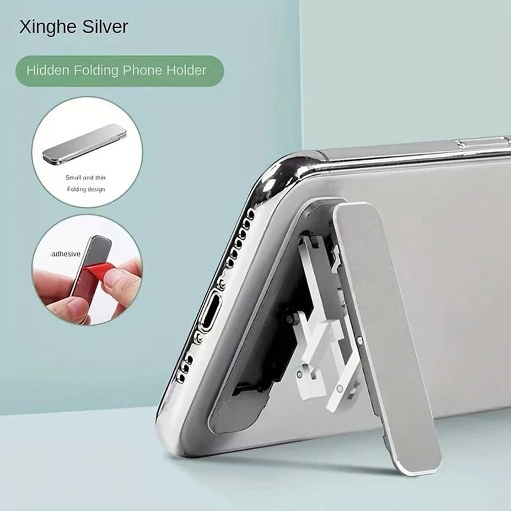 Mini Invisible Adhesive Phone Kickstand UltraSlim Foldable Metal Bracket Portable Smartphone Supp 8