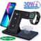 30W LED Fast Wireless Charging Station 3in1 Foldable Stand For IPhone Apple Watch AirPods 0