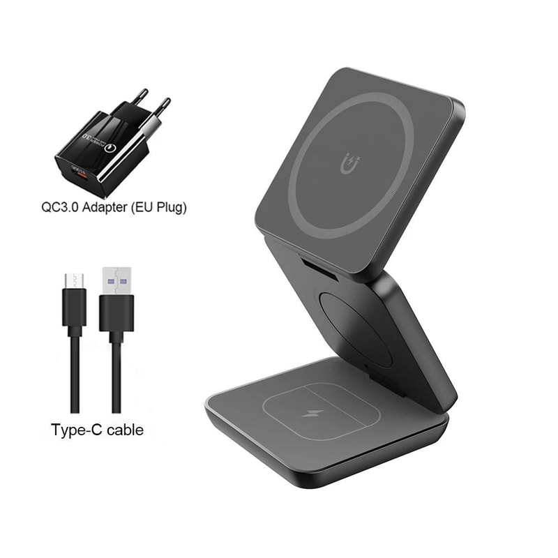 3in1 Foldable Magnetic Wireless Charging Station Fast Charging Stand For IPhone 16 Series Apple W 10