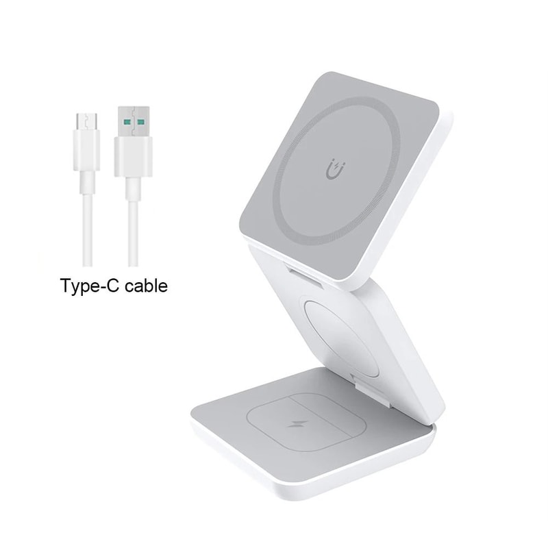 3in1 Foldable Magnetic Wireless Charging Station Fast Charging Stand For IPhone 16 Series Apple W 6