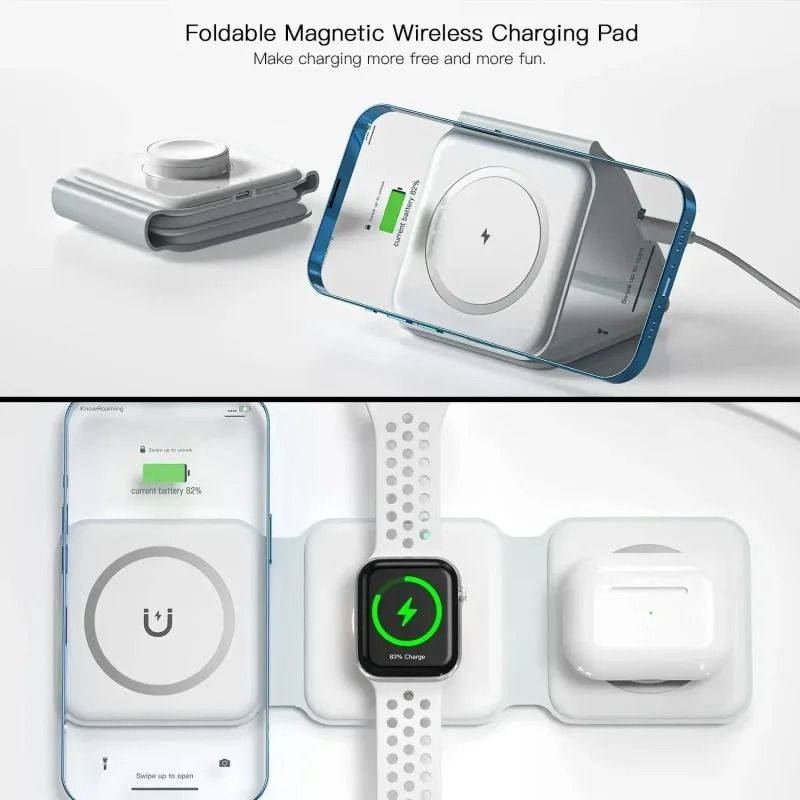 Universal 3in1 Magnetic Wireless Charging Pad UltraPortable Fast Charging Dock For IPhone 17 Appl 5