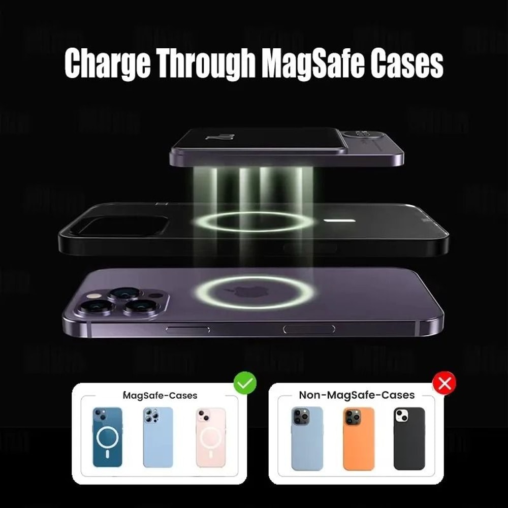 10000mAh Magnetic Alloy Power Bank UltraSlim Wireless Fast Charger With Touch Screen LCD Display 2